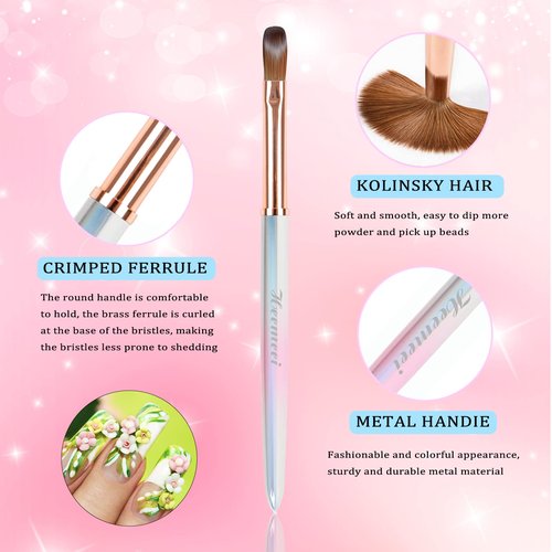 heemeei Acrylic Nail Brush Size 10, 100% Pure Kolinsky Nail Art Brush, Sturdy Handle Acrylic Powder Design Tools for Professional Manicure DIY Home Salon (10#)
