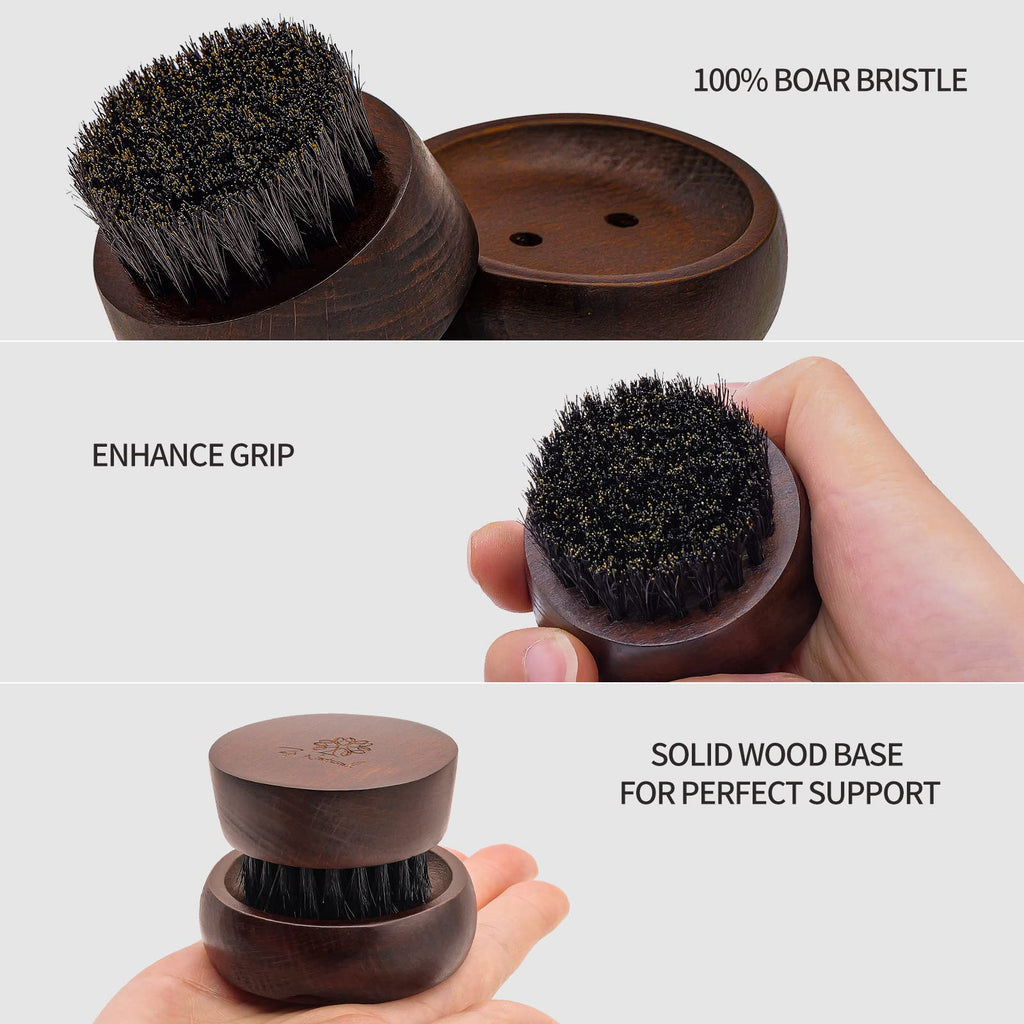 ZP Natural Beard Brush for Men - 100% Boar Bristle Beard Brush, Comes with Solid Wood Base - Mastering The Beards of Men All Over The World