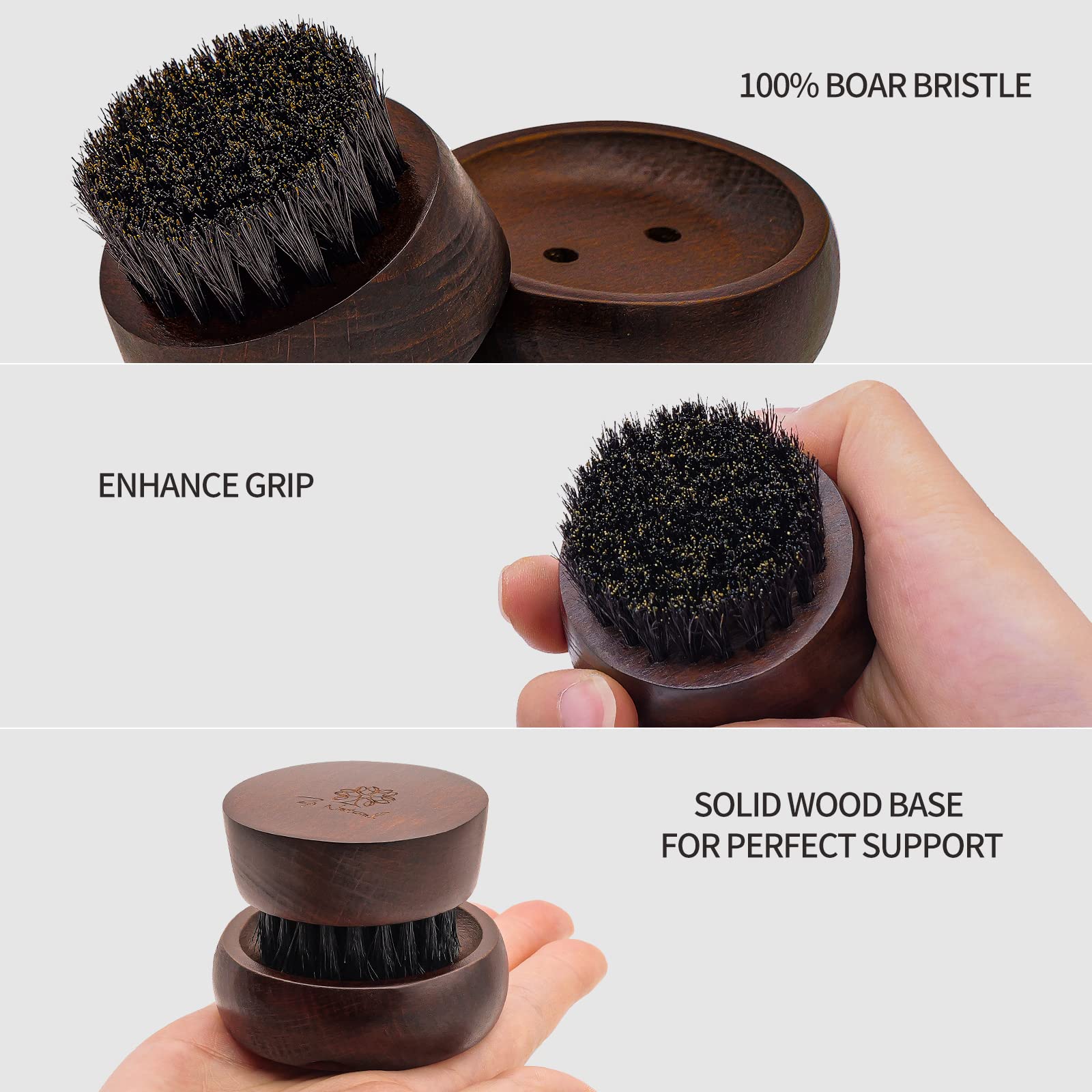 ZP Natural Beard Brush for Men - 100% Boar Bristle Beard Brush, Comes with Solid Wood Base - Mastering The Beards of Men All Over The World