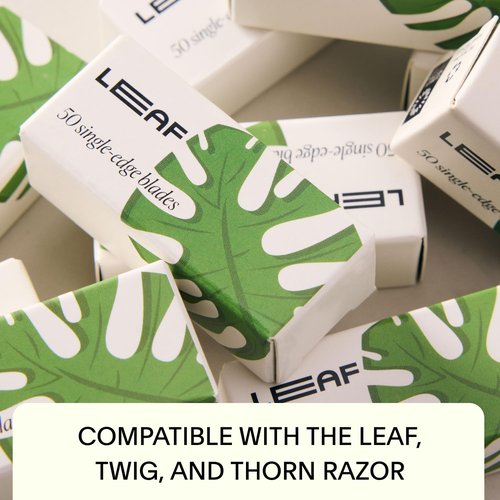 Leaf Shave | Leaf Single-Edge Safety Razor Blades, Platinum-Coated Stainless Steel Refills Compatible with Twig & Thorn Razor, and Dermaplaner, 50 Count