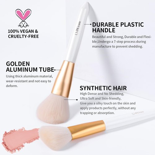 DUcare Professional Makeup Brush Set - 2Pcs Angled Blush & Tapered Powder Brushes | Soft Synthetic Hair for Contouring, Blush, Highlighting & Setting | Fluffy & Light Application