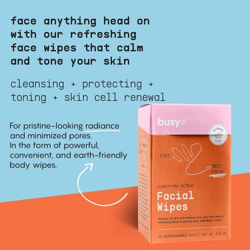 Refresh Face Wipes – Individual Cleaning Facial Wipe Singles- Moist Towelettes Individually Wrapped – After Workout & Travel – Fresh Citrus - AHA/BHA, Clover & Calendula