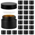 YONKAN 2 oz Reusable Black Glass Container Jars 24 Pack with Wide-mouth Leak Proof Cap and Inner Pull-On Lid for Travel Storage Makeup, Face Creams, Body Lotions, DIY Crafts or Others
