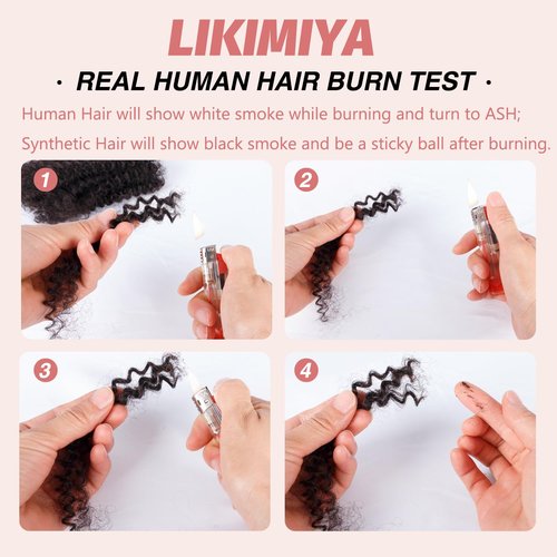 Afro Kinkys Bulk Human Hair for Braiding Mini Twists Braids Locs Dreadlock Extensions Afro Kinky-Curly Human Braiding Hair Bundles For Men Women Kids 16 Inch 2 Bulks 60g #30 Medium Brown Easy to Twist