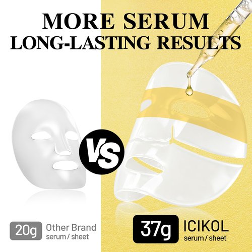 ICIKOL Collagen Face Mask with 24K Gold & Snail Mucin, Extra Eye Care Hydrogel Mask for Age-Defying & Skin Glowing, Overnight Elasticity Repair, 37g x 4 Sheets