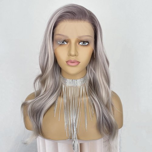 CIMITIKI Highlight Ash Blonde with Brown Colored 13x4 Lace Front Wig Ready to Wear HD Glueless 18Inch Body Wave Pre plucked Natural Hairline for Women