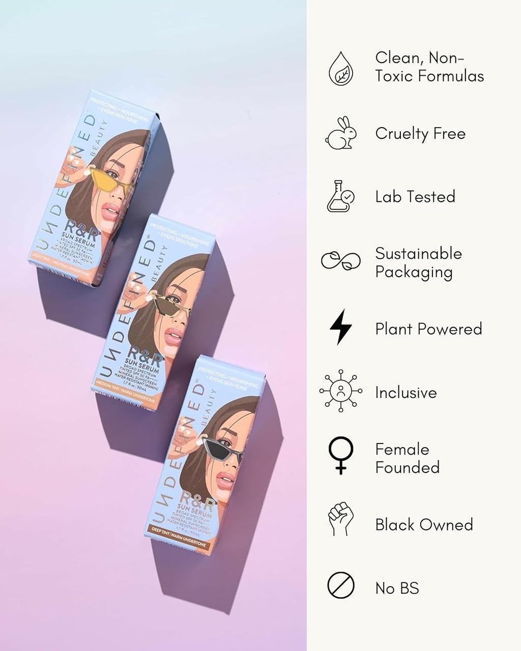 Undefined R&R Sun Serum SPF 50 - Mineral Sunscreen with Niacinamide & Blue Light Defense | Light Tint