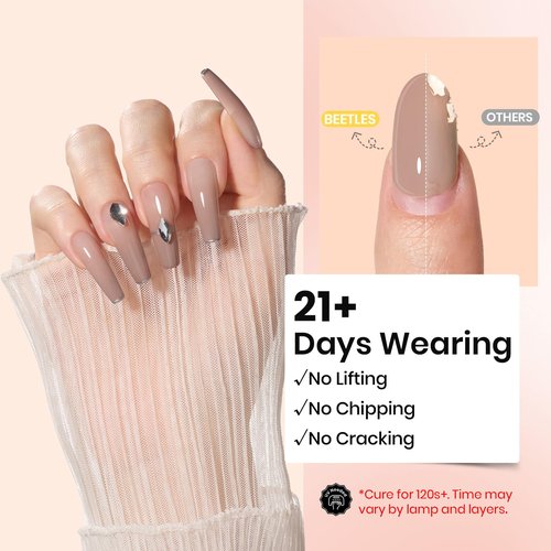 Beetles HEMA-Free Hard Gel Set-Chestnut Breeze 4 Colors 9 in 1 Mini Size Nail Extension Sculpting Apex Building for Salon Professionals,Brown Builder Winter Nails Gel, UV & LED Lamp Needed