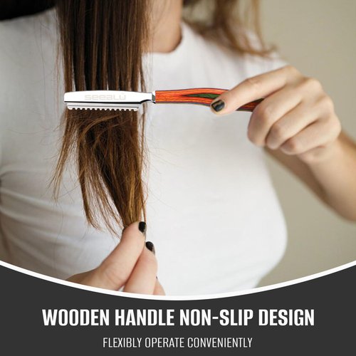 Hair Razors for Cutting, Wood Handle Hair Styling Razors, 10PCS Replaceable Stainless Steel Razor Blades, Professional Thinning Texturizing Razor for Women