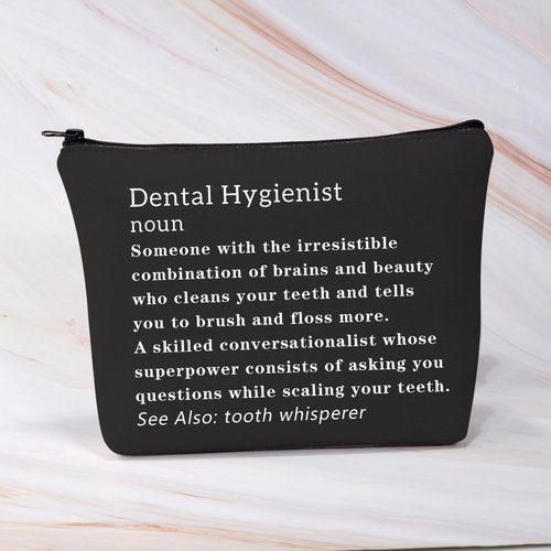 BDPWSS Dental Hygienist Makeup Bag Dental Assistant Graduation Gift Dental Hygienist Appreciation Gift New Dentist Gift Funny Dental Bag (DH definition bl2)