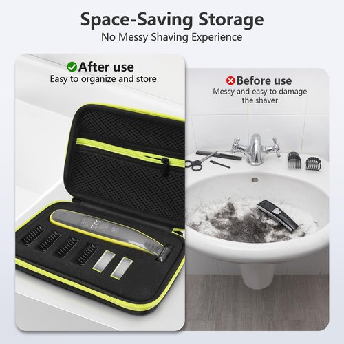EcoVibe EVA Protective Shaver Hard Case Compatible with Philips One Blade QP2724/90 QP2834/70 QP2630/72 Hybrid Electric Trimmer Hard Portable Storage Carrying Case for Shavers and Accessories