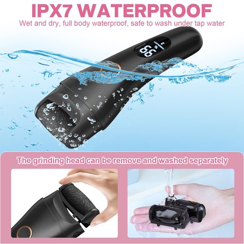 Electric Foot File - Callus Remover for Feet, Adjustable 3 Speed Foot Callus Remover with 16 in 1 Pedicure Tools Professional Foot Care, to Remove Dead Skin and Calluses Hard Skin Dry Cracks (Black)