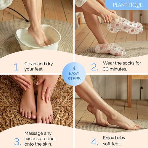 PLANTIFIQUE Korean Foot Mask with Shea Butter 2 Pairs Box for Dry & Cracked Feet | Hydrating Socks for Soft Heels | Intense Moisturizing and Repairing Dry Rough Skin | Foot Spa | Happy Feet Mask