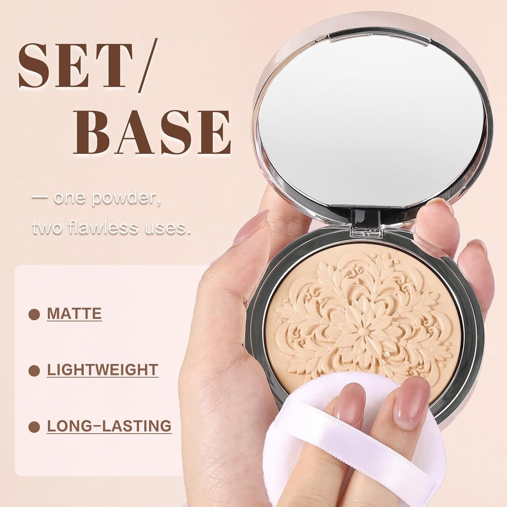UCANBE Pressed Setting Powder – 2-in-1 Lightweight Foundation & Oil Control | Hydrating, Long-Lasting, Alcohol-Free | Smooth Matte Finish (Fair)