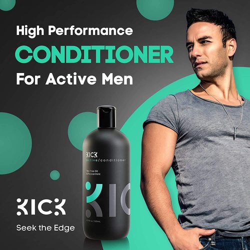 Kick Mens Conditioner - Tea Tree & Peppermint Anti-Hair Loss Treatment - 17oz Pro-Nourishing Formula