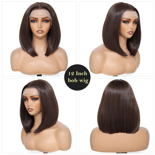 JANATOUCH Short Lace Front Bob Wig for Women,Straight 12 Inch Shoulder Length Hair with wig, Realistic Middle Part Synthetic Wig for Daily & Office Wear