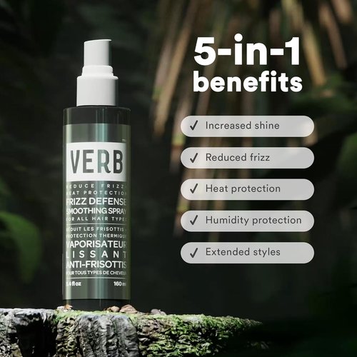 VERB Frizz Defense Smoothing Spray - Anti-Frizz Shield & Heat Protection for Sleek Blowouts - 8 oz