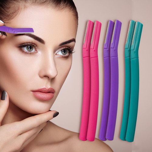 Tenive Eyebrow Face Razor - Eyebrow Hair Trimmer and Shaver with Protective Cover Dermaplaning Razor Tool for Women 6-count