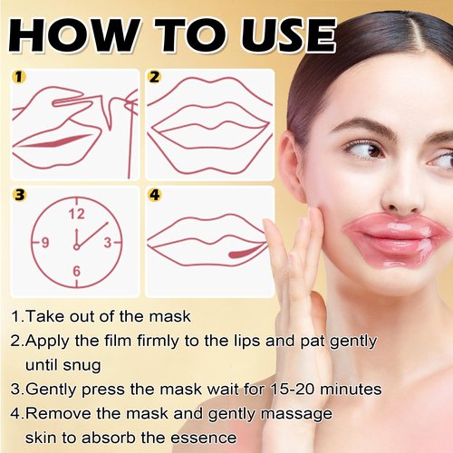 AOAZXBB 30 PCS Lip Mask Under Eye Mask 24K Gold Eye Mask,Moisturizing Nourishing Lip Mask for Dry Lips,Eye Patches for Puffy Eyes Dark Circles