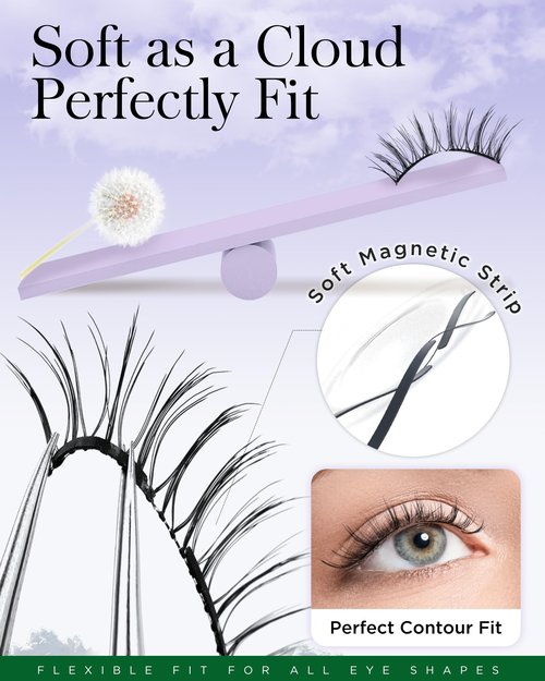 BEYELIAN Magnetic Eyelashes with Applicator, Upgrade Soft Magnetic Lashes Portable Magnetic Eyelashes Natural Look, Reusable, No Glue Needed Fales Eyelashes for Eye YT25 (All-In-One & Comfortable)