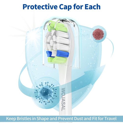 Replacement Toothbrush Brush Heads Compatible with Philips Sonicare Electric Toothbrushes with Click-on System Dupont Bristles for Optimal Plaque Remove, Pack of 10, White