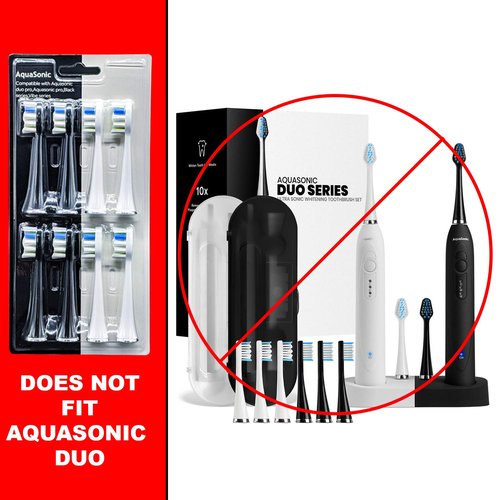 AquaSonic Genuine Duo PRO 8-Pack Replacement Brush Heads - Upgraded Proflex Brush Heads for Improved Plaque Removal - ADA Accepted - Genuine AquaSonic