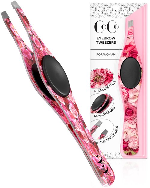 Cocos Closet Precision Tweezers for Women Facial Hair - Stainless Steel Tweezers for Women and Men - Ideal for Eyebrow Shaping and Hair Removal - Slanted Tips, Durable and Ergonomic Grip Design