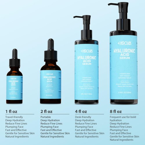+1Herolabs Hyaluronic Acid Serum for Face with Vitamin B5, C, E & Niacinamide, Hydrating & Plumping Face Serum for Sensitive Skin, Fragrance-Free 8.45 Fl Oz