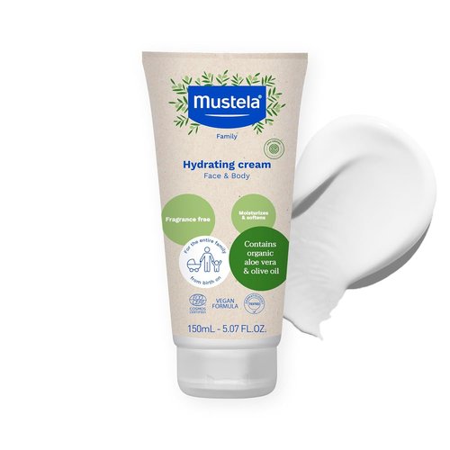 Mustela Organic Hydrating Cream - Natural Body Lotion with Olive Oil & Aloe Vera - Fragrance-Free, EWG Verified - 5.07 oz.
