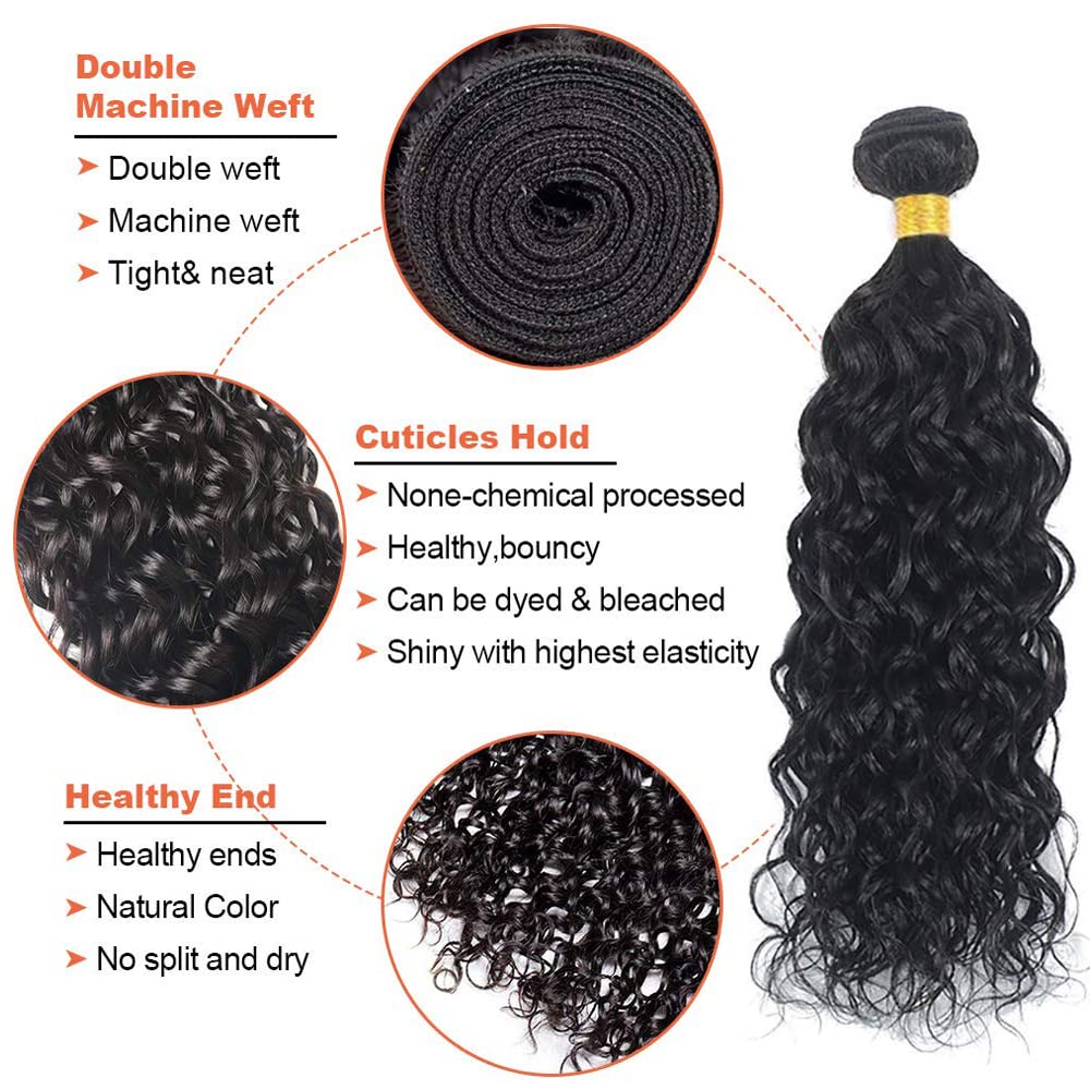 Wet and Wavy Bundles Human Hair 18 20 22 Inch Unprocessed Brazilian Virgin Hair 150g/3 Bundles Wat and Wavy Weave Bundle Real Human Hair Extensions