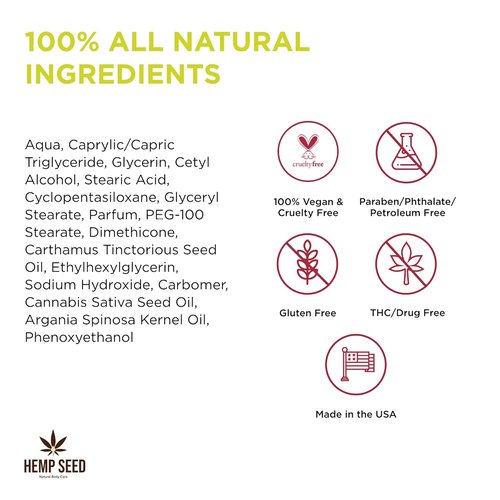 Hemp Seed Hand & Body Lotion - Soothe Dry Skin with Argan & Hemp Seed Oils - Light, Non-Greasy Formula | Vegan & Cruelty-Free