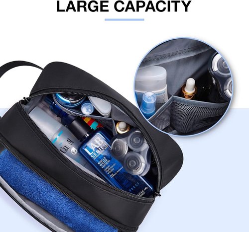 BAGSMART Travel Toiletry Bag - Water Resistant Dopp Kit for Men | Medium Size, Black