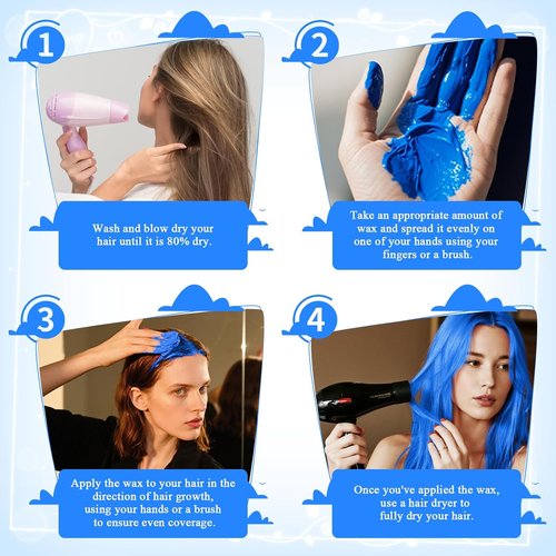 Magic Master Keratin Hair Color Wax - Instant Temporary Hair Dye for Kids & Adults | Blue - 3.4 Fl Oz