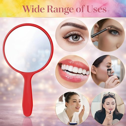 Jetec 25 Pcs Handheld Mirror with Handle, 3.94" L x 2.17" W, Small Portable Round Mirror Bulk for Kids Classroom Travel Makeup Camping Daily Gifts DIY Easter Crafts (Red, Yellow, Blue, Green, Purple)