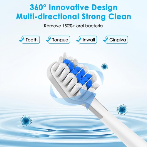3-Count Toothbrush Replacement Heads Compatible with Watepik Complete Care 5.0/9.0 (CC-01/WP-861) with Tongue Scraper, STRB-3WW