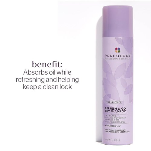 Pureology Style + Protect Dry Shampoo - Refreshes Oily Color-Treated Hair, Volumizing & Vegan