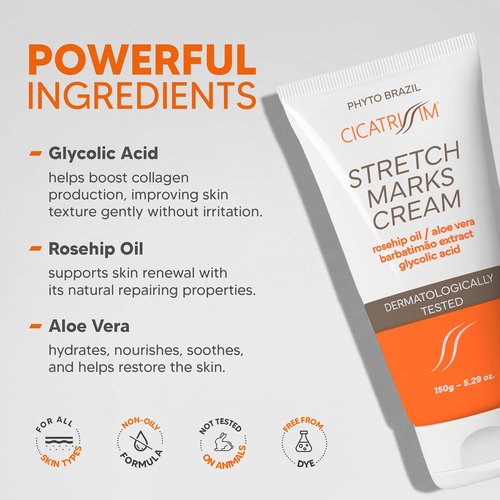 Cicatrissim Stretch Mark Cream - Softens & Firms Skin, Evens Tone - 150g for All Skin Types