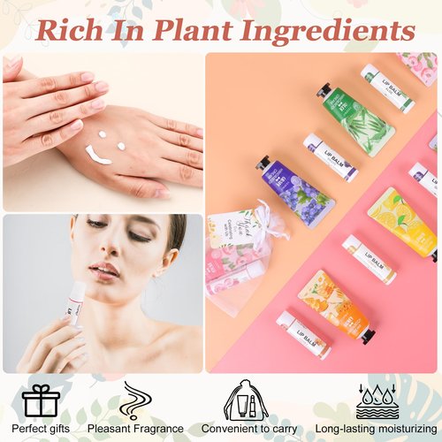 30 Pack Bulk Hand Cream and Bulk Lip Balm Sets, Easter Basket Stuffers, Wedding Favors for Guests with Thank You Card and Organza Bags, Mothers Day Gifts, Teacher Appreciation Gifts and Nurse Gift