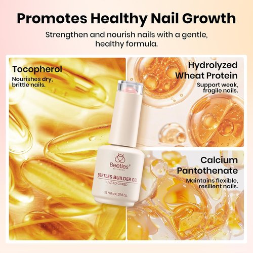 Beetles Rubber Base Gel Set - 6 Vibrant Colors | 5-in-1 Builder Base Coat for Strong, Flexible Nails - 15ml
