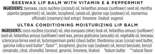 Burt's Bees Lip Balm Beeswax and Ultra Conditioning Lip Balm Pack, Hydrating Lip Moisturizer with Kokum and Shea Butter, Natural Origin Lip Care, 4 Tubes, 0.15oz.