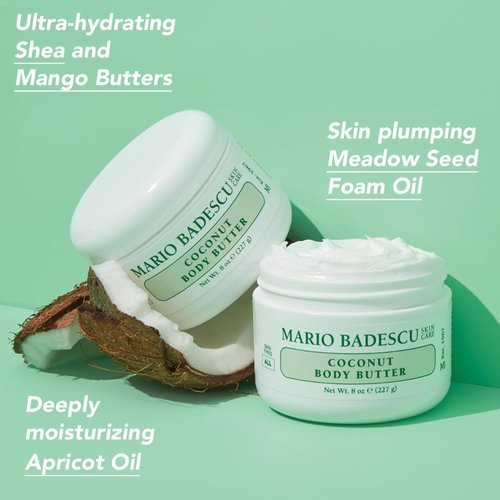 Mario Badescu Coconut Body Butter - Nourishing Body Moisturizer for Smooth, Radiant Skin | All Skin Types, Enriched with Shea Butter