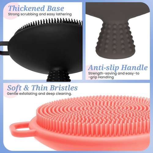 GEENOA Silicone Face Scrubber 4PCS, Manual Face Scrubber Exfoliator with Soft Bristles and Non-Slip Handle, Gentle Facial Scrubber Face Brush for Super Lathering & Deep Cleansing(4Colors)