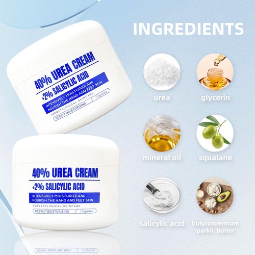 QQWIAX 40% Urea Cream – Foot, Hand & Heel Cream for Dry, Cracked Skin, Callus & Rough Elbows – Intensive Moisturizing Lotion for Feet, Hands & Knees-0.6oz
