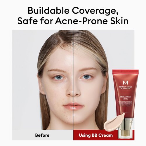 MISSHA M Perfect Cover BB Cream No.13 - Bright Beige Tinted Moisturizer with SPF 42 | 1.69 Fl Oz