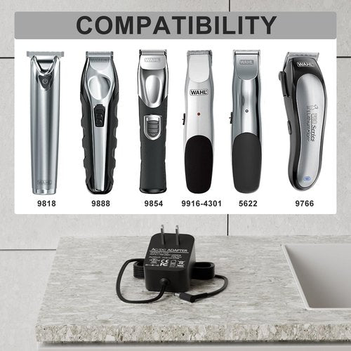 4V Charger Replacement for Wahl 9818L 9818 9888L 9854L 9876L 9918D WNT-9 WNT-8 9864 9876 9766 5622 5623 8779 79608 97581 Trimmer S003HU0420060 S004mu0400090 Power Supply Cord