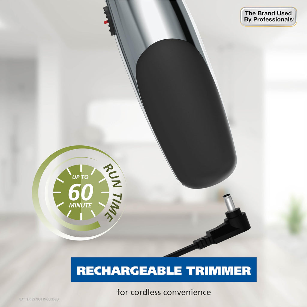 Wahl Groomsman Rechargeable Beard Trimmer kit for Mustaches, Nose Hair, and Light Detailing and Grooming with Bonus Wet/Dry Battery Nose Trimmer – Model 5622v