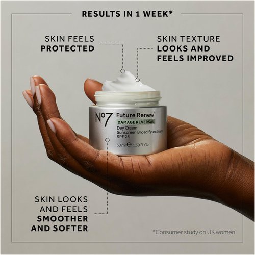 No7 Future Renew Damage Reversal Face Cream with SPF 25 - Anti Aging Face Moisturizer with Skin Firming Benefits - Formulated with Peptide Technology to Protect, Repair & Intensely Hydrate (1.69 Oz)