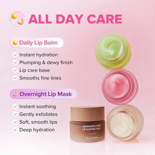 Klavuu Lip Mask - Overnight Deep Hydrating Treatment for Chapped Lips | Berry Flavor, 0.7oz