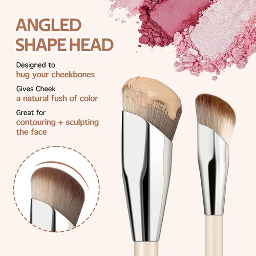 MUIIGOOD Angled Blush Brush, Face Makeup Liquid Blush Brush For A Sculpted Look, Great For Cream, Liquid Or Powder Blush Cheek Flawless Sculpting (2Pcs)
