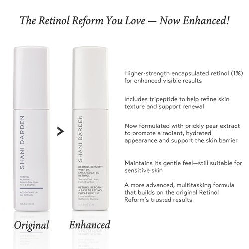 SHANI DARDEN SKIN CARE Retinol Reform with 1% Encapsulated Retinol Serum for Face & Neck, Gentle Slow-Release Face Serum with Tripeptide for Wrinkles, Fine Lines & Uneven Tone, 1 fl oz